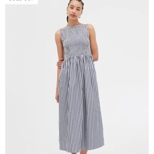 Hill House Blue and White Striped Midi Dress